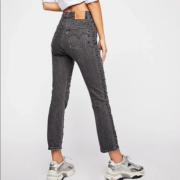 Levi’s 501 Crystal Embellished Crop Jeans 24x28
